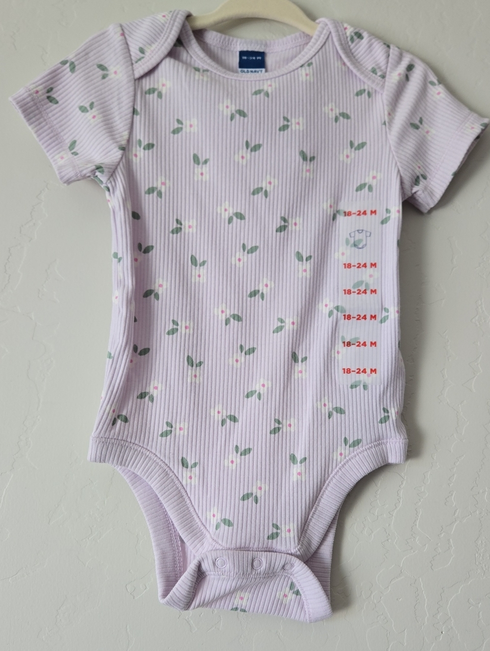 Old Navy Light Lavender Floral Ribbed Baby One-Piece